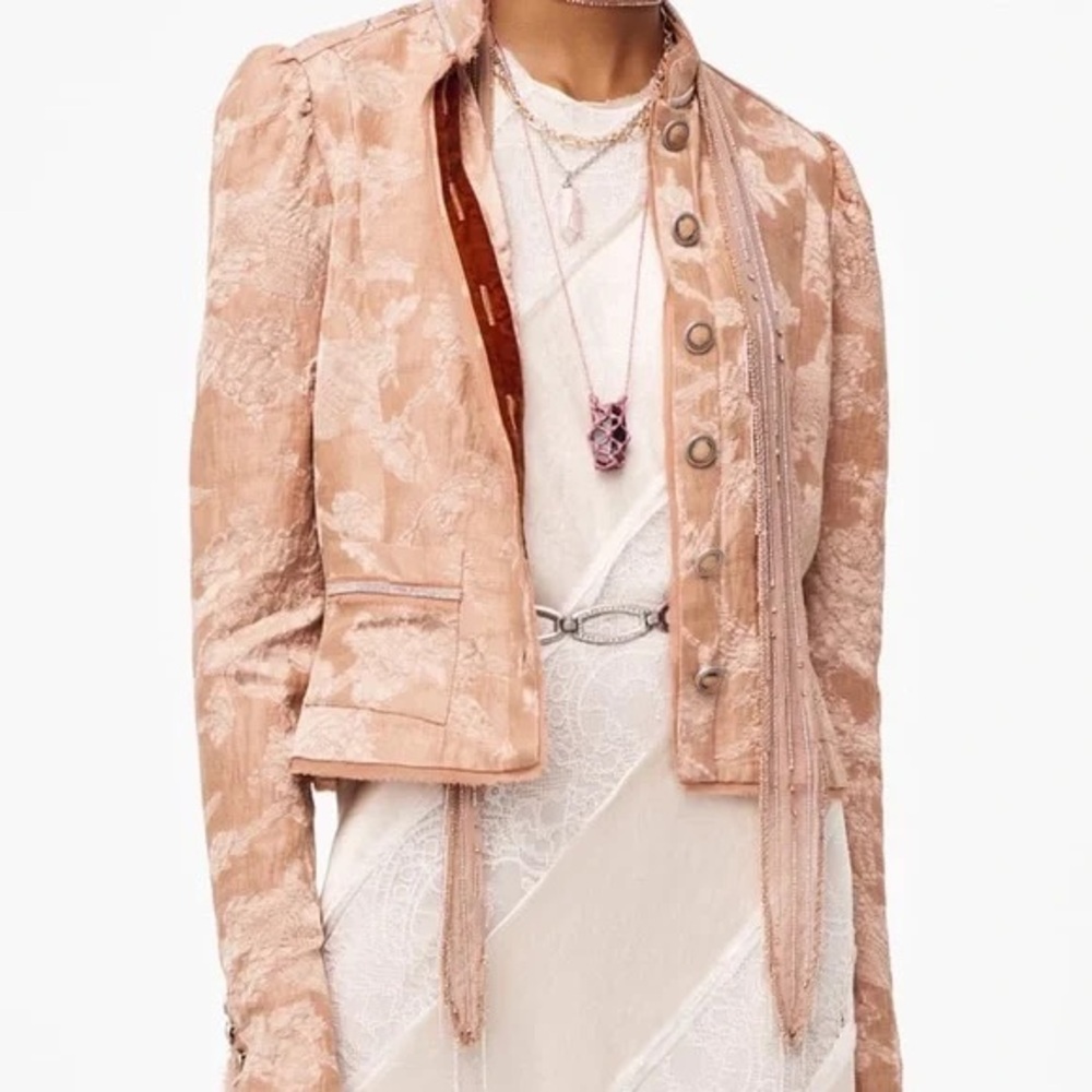 NWT Zara Limited Edition Blush Pink Jacquard Women's Blazer